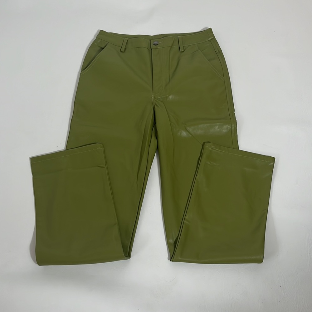 ANTHROPOLOGIE EN SAISON LANA FAUX LEATHER PANTS SIZE M COLOR OLIVE NWT - Picture 8 of 14